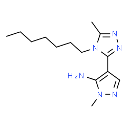 ChemSpider 2D Image | 4-(4-Heptyl-5-methyl-4H-1,2,4-triazol-3-yl)-1-methyl-1H-pyrazol-5-amine | C14H24N6