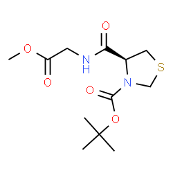 ChemSpider 2D Image | 2-Methyl-2-propanyl (4S)-4-[(2-methoxy-2-oxoethyl)carbamoyl]-1,3-thiazolidine-3-carboxylate | C12H20N2O5S