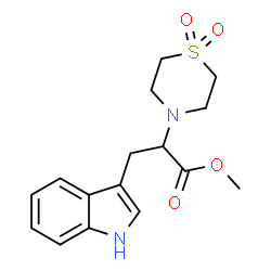 ChemSpider 2D Image | Methyl 2-(1,1-dioxido-4-thiomorpholinyl)-3-(1H-indol-3-yl)propanoate | C16H20N2O4S