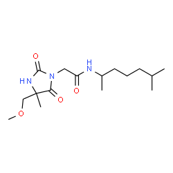 ChemSpider 2D Image | 2-[4-(Methoxymethyl)-4-methyl-2,5-dioxo-1-imidazolidinyl]-N-(6-methyl-2-heptanyl)acetamide | C16H29N3O4