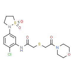 ChemSpider 2D Image | N-[2-Chloro-5-(1,1-dioxido-1,2-thiazolidin-2-yl)phenyl]-2-{[2-(4-morpholinyl)-2-oxoethyl]sulfanyl}acetamide | C17H22ClN3O5S2