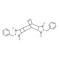 ChemSpider 2D Image | 5,12-Dibenzyl-5,12-diazapentacyclo[7.5.2.0~2,8~.0~3,7~.0~10,14~]hexadec-15-ene-4,6,11,13-tetrone | C28H24N2O4