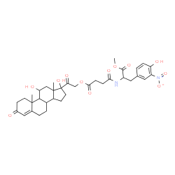 ChemSpider 2D Image | Methyl N-{4-[(11,17-dihydroxy-3,20-dioxopregn-4-en-21-yl)oxy]-4-oxobutanoyl}-3-nitrotyrosinate | C35H44N2O12