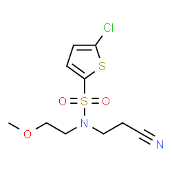 ChemSpider 2D Image | 5-Chloro-N-(2-cyanoethyl)-N-(2-methoxyethyl)-2-thiophenesulfonamide | C10H13ClN2O3S2