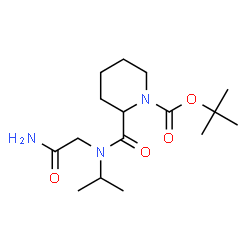 ChemSpider 2D Image | 2-Methyl-2-propanyl 2-[(2-amino-2-oxoethyl)(isopropyl)carbamoyl]-1-piperidinecarboxylate | C16H29N3O4