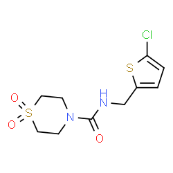 ChemSpider 2D Image | N-[(5-Chloro-2-thienyl)methyl]-4-thiomorpholinecarboxamide 1,1-dioxide | C10H13ClN2O3S2
