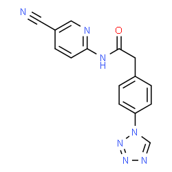 ChemSpider 2D Image | N-(5-Cyano-2-pyridinyl)-2-[4-(1H-tetrazol-1-yl)phenyl]acetamide | C15H11N7O