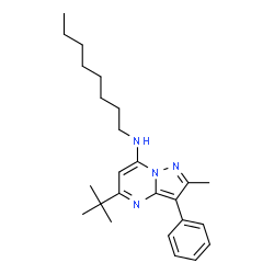 ChemSpider 2D Image | 5-tert-butyl-2-methyl-N-octyl-3-phenylpyrazolo[1,5-a]pyrimidin-7-amine | C25H36N4