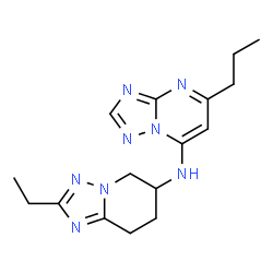 ChemSpider 2D Image | N-(2-Ethyl-5,6,7,8-tetrahydro[1,2,4]triazolo[1,5-a]pyridin-6-yl)-5-propyl[1,2,4]triazolo[1,5-a]pyrimidin-7-amine | C16H22N8