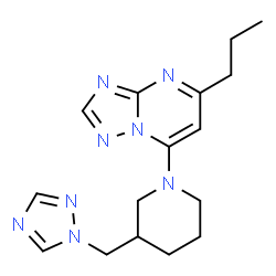 ChemSpider 2D Image | 5-Propyl-7-[3-(1H-1,2,4-triazol-1-ylmethyl)-1-piperidinyl][1,2,4]triazolo[1,5-a]pyrimidine | C16H22N8