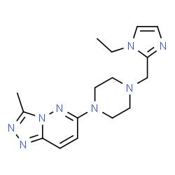 ChemSpider 2D Image | 6-{4-[(1-Ethyl-1H-imidazol-2-yl)methyl]-1-piperazinyl}-3-methyl[1,2,4]triazolo[4,3-b]pyridazine | C16H22N8