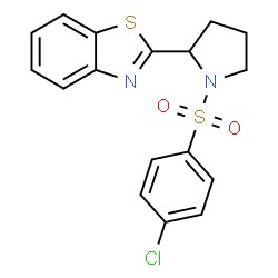ChemSpider 2D Image | 2-{1-[(4-Chlorophenyl)sulfonyl]-2-pyrrolidinyl}-1,3-benzothiazole | C17H15ClN2O2S2