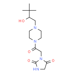 ChemSpider 2D Image | 3-{2-[4-(2-Hydroxy-3,3-dimethylbutyl)-1-piperazinyl]-2-oxoethyl}-2,4-imidazolidinedione | C15H26N4O4