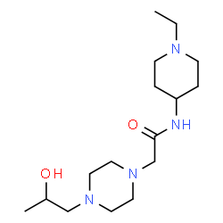 ChemSpider 2D Image | N-(1-Ethyl-4-piperidinyl)-2-[4-(2-hydroxypropyl)-1-piperazinyl]acetamide | C16H32N4O2
