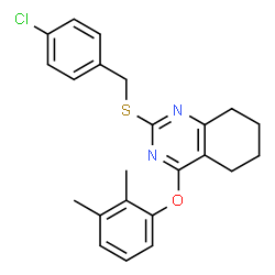 ChemSpider 2D Image | 2-[(4-Chlorobenzyl)sulfanyl]-4-(2,3-dimethylphenoxy)-5,6,7,8-tetrahydroquinazoline | C23H23ClN2OS