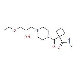ChemSpider 2D Image | 1-{[4-(3-Ethoxy-2-hydroxypropyl)-1-piperazinyl]carbonyl}-N-methylcyclobutanecarboxamide | C16H29N3O4