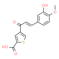 ChemSpider 2D Image | 4-[(2E)-3-(3-Hydroxy-4-methoxyphenyl)-2-propenoyl]-2-thiophenecarboxylic acid | C15H12O5S