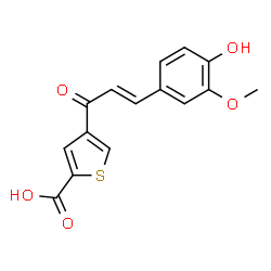 ChemSpider 2D Image | 4-[(2E)-3-(4-Hydroxy-3-methoxyphenyl)-2-propenoyl]-2-thiophenecarboxylic acid | C15H12O5S