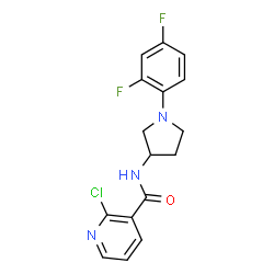 ChemSpider 2D Image | 2-Chloro-N-[1-(2,4-difluorophenyl)-3-pyrrolidinyl]nicotinamide | C16H14ClF2N3O