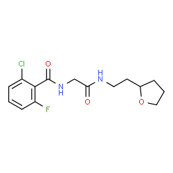 ChemSpider 2D Image | 2-Chloro-6-fluoro-N-(2-oxo-2-{[2-(tetrahydro-2-furanyl)ethyl]amino}ethyl)benzamide | C15H18ClFN2O3