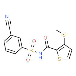ChemSpider 2D Image | N-[(3-Cyanophenyl)sulfonyl]-3-(methylsulfanyl)-2-thiophenecarboxamide | C13H10N2O3S3