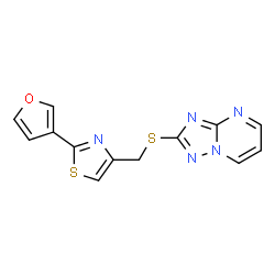 ChemSpider 2D Image | 2-({[2-(3-Furyl)-1,3-thiazol-4-yl]methyl}sulfanyl)[1,2,4]triazolo[1,5-a]pyrimidine | C13H9N5OS2
