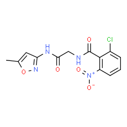 ChemSpider 2D Image | 2-Chloro-N-{2-[(5-methyl-1,2-oxazol-3-yl)amino]-2-oxoethyl}-6-nitrobenzamide | C13H11ClN4O5