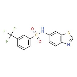 ChemSpider 2D Image | N-(1,3-Benzothiazol-6-yl)-3-(trifluoromethyl)benzenesulfonamide | C14H9F3N2O2S2