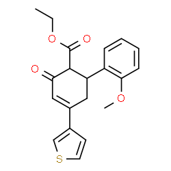 ChemSpider 2D Image | Ethyl 6-(2-methoxyphenyl)-2-oxo-4-(3-thienyl)-3-cyclohexene-1-carboxylate | C20H20O4S