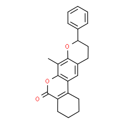 ChemSpider 2D Image | 7-Methyl-9-phenyl-1,2,3,4,10,11-hexahydro-5H,9H-benzo[c]pyrano[3,2-g]chromen-5-one | C23H22O3