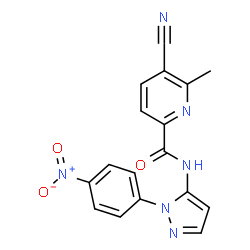 ChemSpider 2D Image | 5-Cyano-6-methyl-N-[1-(4-nitrophenyl)-1H-pyrazol-5-yl]-2-pyridinecarboxamide | C17H12N6O3