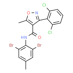 ChemSpider 2D Image | N-(2,6-dibromo-4-methylphenyl)-3-(2,6-dichlorophenyl)-5-methyl-4-isoxazolecarboxamide | C18H12Br2Cl2N2O2