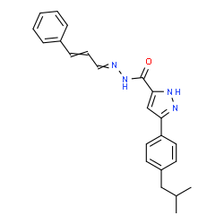 ChemSpider 2D Image | 3-(4-Isobutylphenyl)-N'-(3-phenyl-2-propen-1-ylidene)-1H-pyrazole-5-carbohydrazide | C23H24N4O