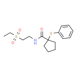 ChemSpider 2D Image | N-[2-(Ethylsulfonyl)ethyl]-1-(phenylsulfanyl)cyclopentanecarboxamide | C16H23NO3S2