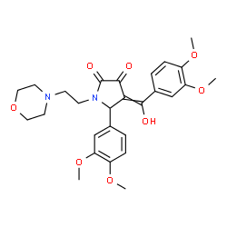 ChemSpider 2D Image | 5-(3,4-Dimethoxyphenyl)-4-[(3,4-dimethoxyphenyl)(hydroxy)methylene]-1-[2-(4-morpholinyl)ethyl]-2,3-pyrrolidinedione | C27H32N2O8
