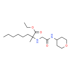 ChemSpider 2D Image | Ethyl 2-methyl-2-{[2-oxo-2-(tetrahydro-2H-pyran-4-ylamino)ethyl]amino}octanoate | C18H34N2O4