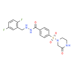 ChemSpider 2D Image | N'-(2,5-Difluorobenzyl)-4-[(3-oxo-1-piperazinyl)sulfonyl]benzohydrazide | C18H18F2N4O4S