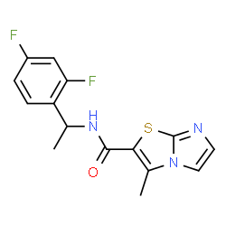 ChemSpider 2D Image | N-[1-(2,4-Difluorophenyl)ethyl]-3-methylimidazo[2,1-b][1,3]thiazole-2-carboxamide | C15H13F2N3OS