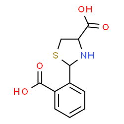 ChemSpider 2D Image | 2-(2-carboxyphenyl)-1,3-thiazolane-4-carboxylic acid | C11H11NO4S