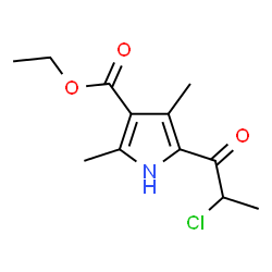 ChemSpider 2D Image | Ethyl 5-(2-chloropropanoyl)-2,4-dimethyl-1H-pyrrole-3-carboxylate | C12H16ClNO3