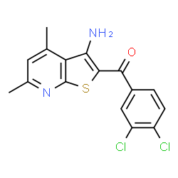 ChemSpider 2D Image | (3-Amino-4,6-dimethylthieno[2,3-b]pyridin-2-yl)(3,4-dichlorophenyl)methanone | C16H12Cl2N2OS