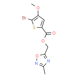 ChemSpider 2D Image | (3-Methyl-1,2,4-oxadiazol-5-yl)methyl 5-bromo-4-methoxy-2-thiophenecarboxylate | C10H9BrN2O4S