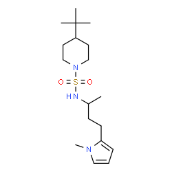 ChemSpider 2D Image | 4-(2-Methyl-2-propanyl)-N-[4-(1-methyl-1H-pyrrol-2-yl)-2-butanyl]-1-piperidinesulfonamide | C18H33N3O2S