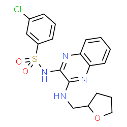 ChemSpider 2D Image | 3-Chloro-N-{3-[(tetrahydro-2-furanylmethyl)amino]-2-quinoxalinyl}benzenesulfonamide | C19H19ClN4O3S
