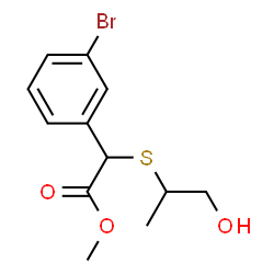 ChemSpider 2D Image | Methyl (3-bromophenyl)[(1-hydroxy-2-propanyl)sulfanyl]acetate | C12H15BrO3S