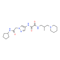 ChemSpider 2D Image | N-{1-[2-(Cyclopentylamino)-2-oxoethyl]-1H-pyrazol-4-yl}-N'-[2-methyl-3-(1-piperidinyl)propyl]ethanediamide | C21H34N6O3