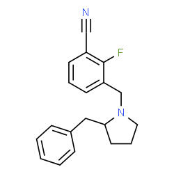 ChemSpider 2D Image | 3-[(2-Benzyl-1-pyrrolidinyl)methyl]-2-fluorobenzonitrile | C19H19FN2
