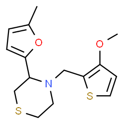 ChemSpider 2D Image | 4-[(3-Methoxy-2-thienyl)methyl]-3-(5-methyl-2-furyl)thiomorpholine | C15H19NO2S2