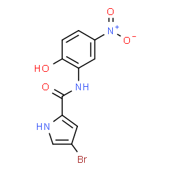 ChemSpider 2D Image | 4-Bromo-N-(2-hydroxy-5-nitrophenyl)-1H-pyrrole-2-carboxamide | C11H8BrN3O4