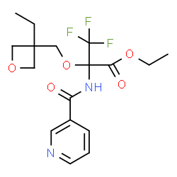 ChemSpider 2D Image | Ethyl 2-[(3-ethyl-3-oxetanyl)methoxy]-3,3,3-trifluoro-N-(3-pyridinylcarbonyl)alaninate | C17H21F3N2O5